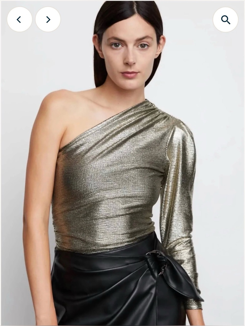 BAILEY 44 One-Shoulder Metallic Long-Sleeve Dress Top - Gold